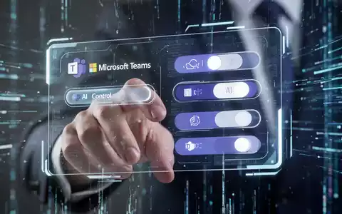 Eine Hand interagiert mit einem holografischen Interface mit KI-Steuerungen und Teams-Branding, symbolisiert Nutzerkontrolle über KI-Funktionen. - Foto: über boerse-global.de