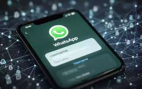 Smartphone-Bildschirm mit WhatsApp-Profil und neuem Benutzernamen-Feld vor unscharfem Hintergrund digitaler Verbindungen. - Foto: über boerse-global.de