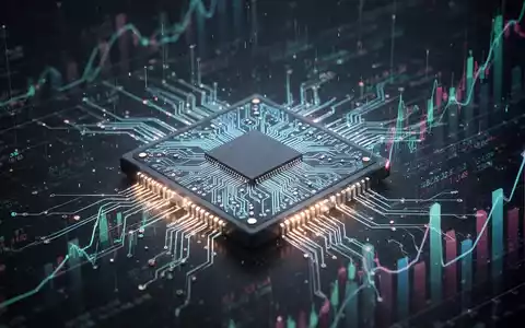 Leuchtender Mikrochip als Symbol für Technologie und Wachstum, mit dezenten Finanzdatenvisualisierungen im Hintergrund. - Foto: über boerse-global.de