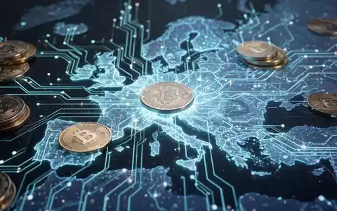 Digitale Euromünzen und Schaltkreise auf einer holografischen Europakarte, die PayPals Rolle bei digitalen Zahlungen in Europa darstellen. - Foto: über boerse-global.de