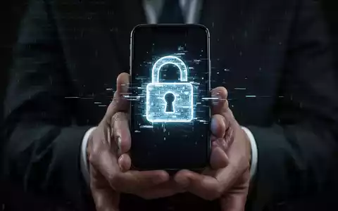 Hände halten ein Smartphone mit einem leuchtenden, gestörten digitalen Schloss-Symbol auf dem Bildschirm, das eine Cyberbedrohung darstellt. - Foto: über boerse-global.de