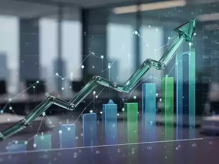 Ein stilisierter, moderner Graph mit Aufwärtstrend vor einem verschwommenen Bürohintergrund, der Kapitalerhöhung symbolisiert. - Foto: über boerse-global.de