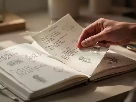 Eine Hand blättert in einem offenen Planer oder Tagebuch, umgeben von weichem, natürlichem Licht auf einem Schreibtisch. - Foto: über boerse-global.de