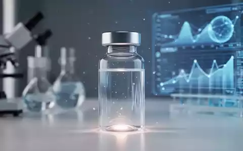 Nahaufnahme eines modernen pharmazeutischen FlĂ€schchens mit einem subtilen Schein, im Hintergrund verschwommene wissenschaftliche Instrumente. - Foto: ĂŒber boerse-global.de