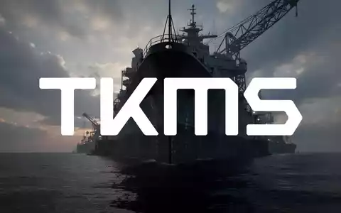 Eine abstrakte, atmosphärische Szene mit einer großen, dunklen, industriellen Silhouette, die ein Schiff oder U-Boot darstellen könnte, vor einem dramatischen Himmel. - Foto: über boerse-global.de