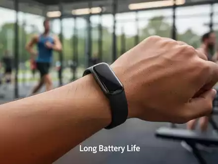 Ein minimalistischer Fitness-Tracker am Handgelenk einer Person, die sich in einer modernen, aktiven Umgebung befindet. - Foto: über boerse-global.de