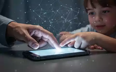 Eine Elternhand führt sanft die Hand eines Kindes vom Smartphone weg, symbolisiert digitale Sicherheit und Schutz. - Foto: über boerse-global.de