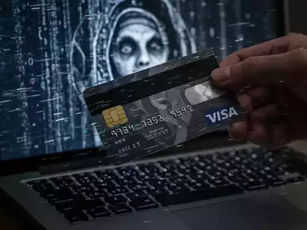 Nahaufnahme einer Kreditkarte über einer Laptop-Tastatur, mit verzerrtem Zahlungsbildschirm, der auf Phishing hindeutet. - Foto: über boerse-global.de