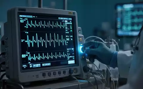 Nahaufnahme eines Herzmonitors mit unregelmäßigem EKG, der die Notwendigkeit einer medizinischen Intervention bei Hyperkaliämie zeigt. - Foto: über boerse-global.de