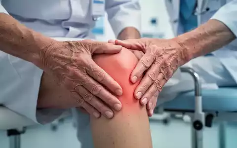 Nahaufnahme der Hände einer älteren Person, die ihr Knie berühren, mit einem weichgezeichneten Hintergrund, der ein medizinisches Umfeld andeutet. - Foto: über boerse-global.de