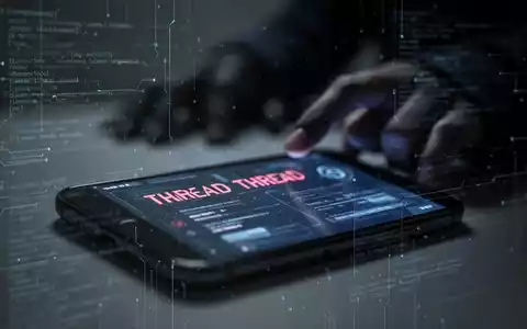 Nahaufnahme eines Smartphone-Bildschirms mit einer digitalen Bedrohung, während eine unscharfe Hand im Hintergrund danach greift. - Foto: über boerse-global.de
