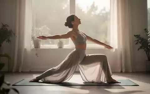 Eine Frau führt eine Yoga-Pose auf einer Matte in einem ruhigen Raum aus, der von sanftem Licht durchflutet wird. - Foto: über boerse-global.de