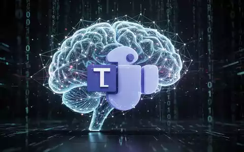 Stilisierte KI-Gehirn-Netzwerk leuchtet über holografischem Microsoft Teams-Logo in dunkler, digitaler Umgebung. - Foto: über boerse-global.de