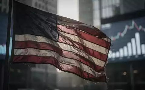 Eine leicht schlaffe amerikanische Flagge weht sanft im Wind, mit angedeuteten Finanzdiagrammen im Hintergrund, die Marktunsicherheit andeuten. - Foto: über boerse-global.de
