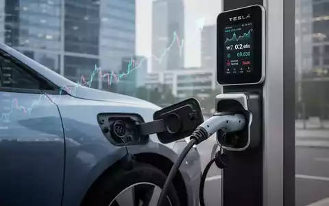 Ein modernes Elektroauto lädt an einer öffentlichen Ladestation, mit Fokus auf das Ladekabel und eine digitale Anzeige der Kosten. - Foto: über boerse-global.de