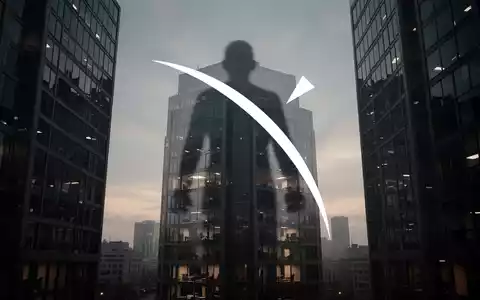 Eine abstrakte, atmosphärische Szene, die einen drohenden Schatten über einem Bürogebäude in der Dämmerung zeigt und potenzielle Strafen im Mediensektor symbolisiert. - Foto: über boerse-global.de