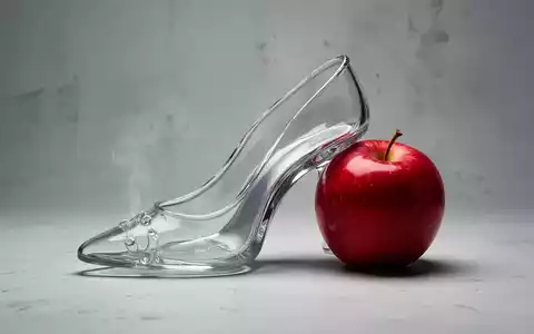 Ein stilisierter gläserner Schuh und ein roter Apfel, die kreativ neu interpretiert wurden, um Denkanstöße zu geben. - Foto: über boerse-global.de