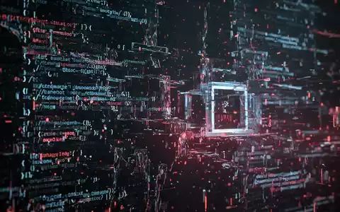 Abstrakte digitale Darstellung von fragmentierten und verzerrten Daten in Rot- und Blautönen, die Datenkorruption symbolisieren. - Foto: über boerse-global.de