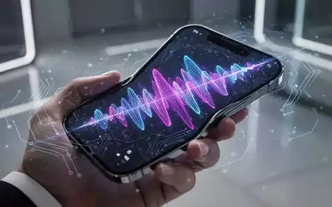 Ein futuristisches Smartphone zeigt eine abstrakte Visualisierung einer Sprachassistenz-Wellenform mit Schaltkreismustern. - Foto: über boerse-global.de