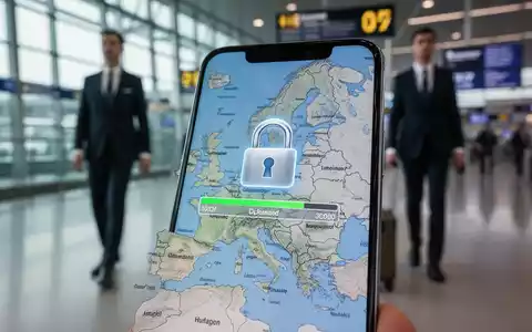 Nahaufnahme eines Smartphone-Bildschirms mit einem digitalen Vorhängeschloss-Symbol über einer Karte der Schweiz und einem Fortschrittsbalken für Datenlöschung. - Foto: über boerse-global.de