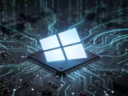 Leuchtendes Windows-Logo auf komplexer Leiterplatte, symbolisiert Softwarelizenzierung und Hardware-Integration. - Foto: über boerse-global.de