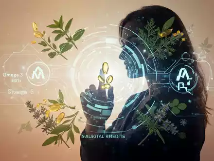 Eine Frauensilhouette interagiert mit einer digitalen Schnittstelle, überlagert von botanischen Elementen und Symbolen für Gesundheit. - Foto: über boerse-global.de