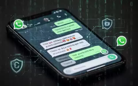 Smartphone-Bildschirm mit WhatsApp-Chat voller Betrugsnachrichten, Symbol für Kontohacking und Cyberkriminalität. - Foto: über boerse-global.de
