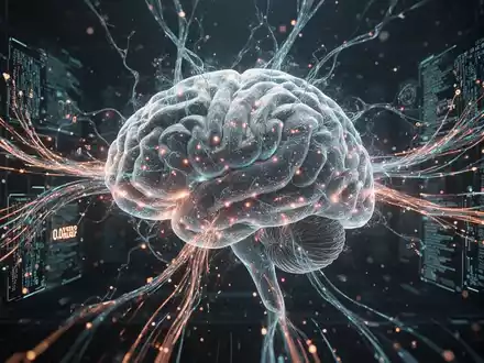 Digitales Gehirn mit leuchtenden neuronalen Netzen und verzerrten Datenströmen, symbolisiert KI-Voreingenommenheit und Unterwürfigkeit. - Foto: über boerse-global.de