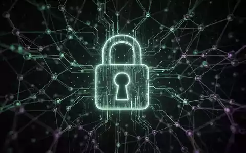 Digitales Vorhängeschloss-Symbol, bedrohlich leuchtend, über einem Netzwerk aus Datenknoten, autonome Ransomware symbolisierend. - Foto: über boerse-global.de