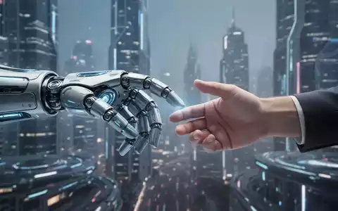 Eine Roboterhand und eine menschliche Hand, die sich einander nähern, symbolisieren den Einfluss von KI auf die Arbeitswelt und Zusammenarbeit. - Foto: über boerse-global.de