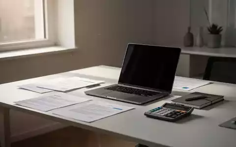 Ein aufgeräumtes Homeoffice mit Laptop, Dokumenten und Taschenrechner auf einem Schreibtisch, beleuchtet von natürlichem Licht. - Foto: über boerse-global.de