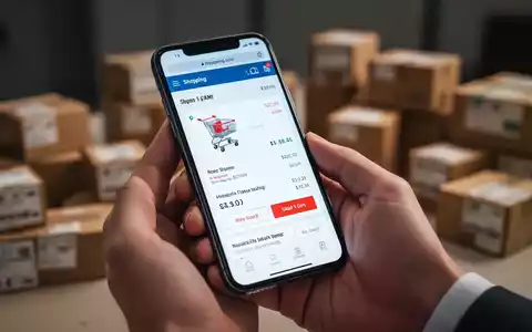 Eine Hand hält ein Smartphone mit einem Online-Warenkorb, im Hintergrund verschwommen Pakete. Symbolisiert steigende Kosten für Online-Bestellungen. - Foto: über boerse-global.de