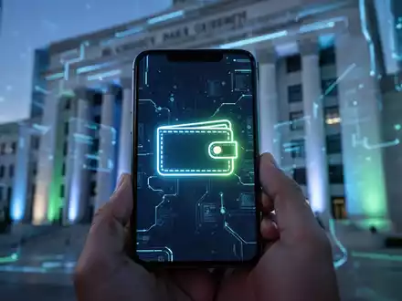 Ein Smartphone mit einem stilisierten E-Wallet-Symbol, das digitale Identität und sicheren Datenaustausch im Kontext der Bürgerverwaltung darstellt. - Foto: über boerse-global.de