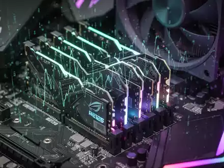 Nahaufnahme der Innenkomponenten eines Gaming-PCs, einschließlich RAM und CPU-Kühler, mit subtiler digitaler Verzerrung. - Foto: über boerse-global.de