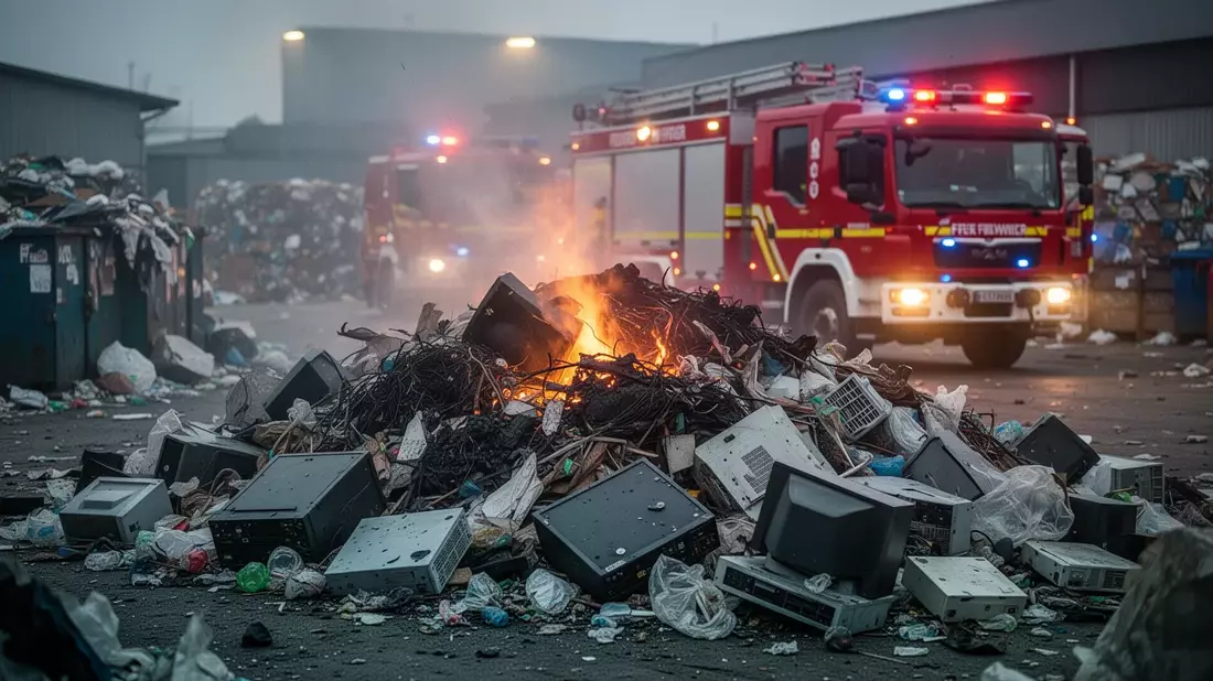 Firefighters across the UK responded to major fires at waste and recycling facilities on 5 July 2026