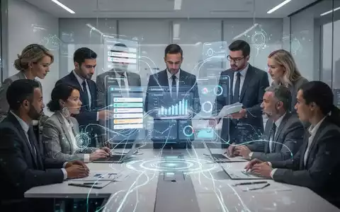 Fachleute arbeiten an einer holografischen Schnittstelle mit Projektmanagement-Dashboards und Daten, die neue Software-Alternativen symbolisieren. - Foto: über boerse-global.de