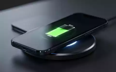 Nahaufnahme eines modernen Smartphones beim kabellosen Laden, Batteriesymbol auf dem Bildschirm sichtbar. - Foto: über boerse-global.de