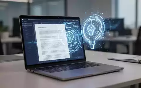 KI-Assistent-Symbol auf Laptop-Bildschirm, Symbol für KI-Integration in Bürosoftware. - Foto: über boerse-global.de