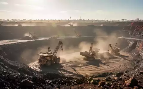 Eine weitläufige Kupfermine in Sambia mit großen Maschinen und einer staubigen Atmosphäre unter strahlender Sonne, die den Umweltimpakt zeigt. - Foto: über boerse-global.de