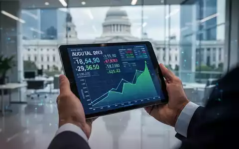 Hände halten ein Tablet mit einem Finanzdokument, das Zahlen und ein Diagramm zeigt, im Hintergrund ein unscharfes Büro. - Foto: über boerse-global.de