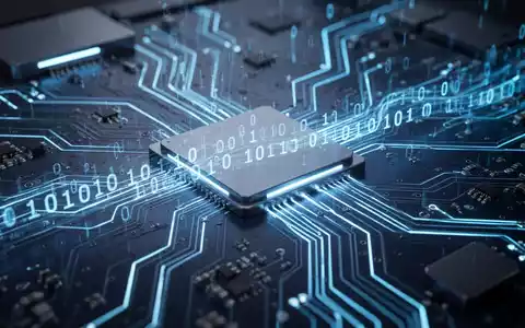 Leuchtend blaue Platine mit Binärcode, symbolisiert digitale Systemreparaturen und Datenfluss. - Foto: über boerse-global.de