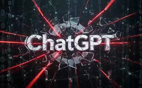 Verzerrtes, fragmentiertes ChatGPT-Logo mit glühenden roten Linien vor dunklem, abstraktem Datennetzwerk, das einen Cyberangriff symbolisiert. - Foto: über boerse-global.de