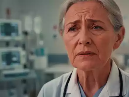 Ein älterer Mensch in einer medizinischen Umgebung, der nachdenklich und besorgt aussieht. Der Hintergrund ist unscharf und deutet auf eine Klinik hin. - Foto: über boerse-global.de