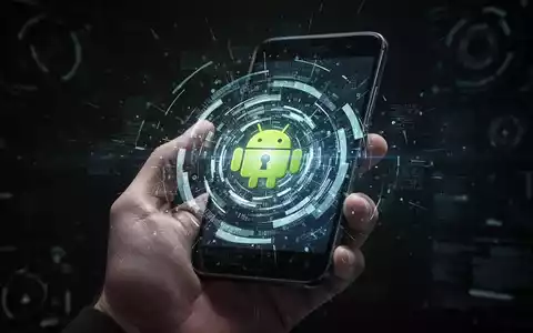 Eine Hand hält ein Android-Smartphone, dessen Bildschirm eine verzerrte, bedrohliche digitale Schnittstelle zeigt, die Malware andeutet. - Foto: über boerse-global.de
