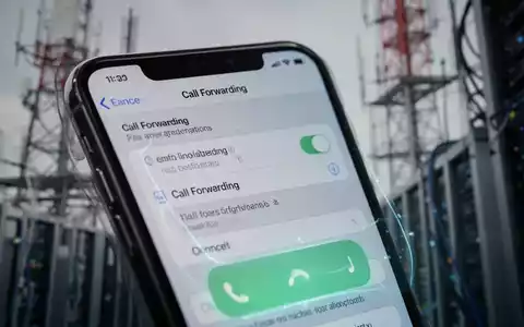 iPhone-Bildschirm mit Anrufweiterleitungseinstellungen und Optionen zur Verwaltung eingehender Anrufe, vor unscharfem Tech-Hintergrund. - Foto: über boerse-global.de