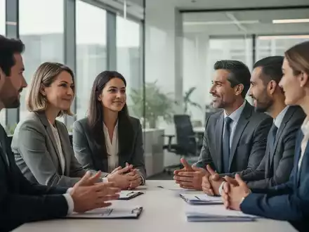 Geschäftsleute in einem modernen Büro, die in einer ruhigen, unterstützenden Diskussion Emotionen am Arbeitsplatz thematisieren. - Foto: über boerse-global.de