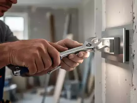 Nahaufnahme der Hände eines Handwerkers, der präzise mit Werkzeugen arbeitet, mit einem leicht unscharfen Hintergrund einer Baustelle. - Foto: über boerse-global.de