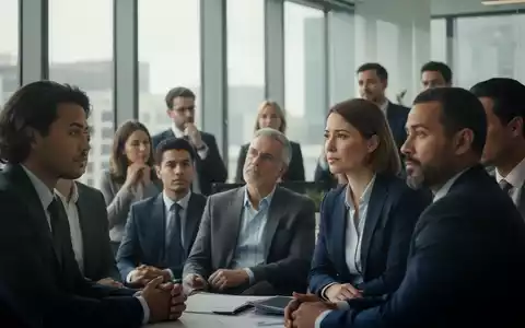 Eine Gruppe von Fachleuten in einem modernen Büro, die nachdenklich diskutieren und subtile Emotionen zeigen. - Foto: über boerse-global.de