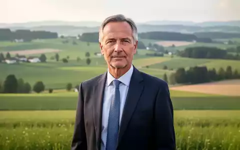 Ein erfahrener Mann in Anzug und Krawatte steht vor einer ländlichen bayerischen Landschaft, die Professionalität und Führung ausstrahlt. - Foto: über boerse-global.de