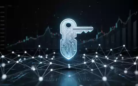 Glühendes digitales Passkey-Symbol über abstraktem Netzwerk, symbolisiert Cybersicherheit und Kontoschutz. - Foto: über boerse-global.de